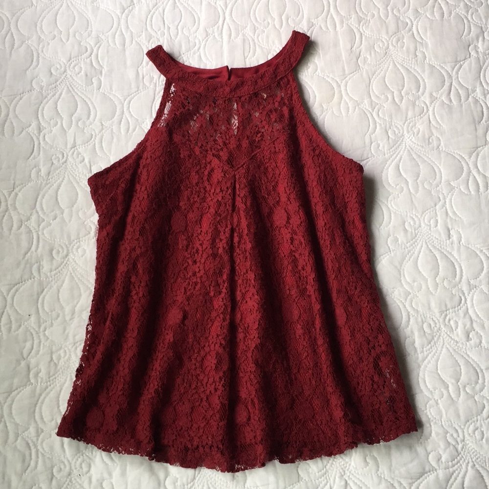 Burgundy Lace Top